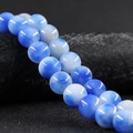 DIY 10mm round natural agate beads in polished blue and white stone pattern - Blue and White Porcelain