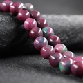 10mm colorful agate stone beads in dark pink and green for DIY jewelry making - Tourmaline Flower