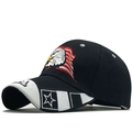 Casquette de baseball noire avec broderie aigle et drapeau USA, vue à 45 degrés - Noir