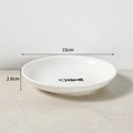 White ceramic cat food dish with fish bone pattern 15cm diameter shallow snack plate - Single Fishbone Plate