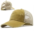 Cappellino a coda di cavallo giallo senape invecchiato con retro in rete elastica - Giallo Zenzero