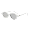 Retro small oval sunglasses with white frames and gray lenses with metal details - White Frame Light Grey Lens