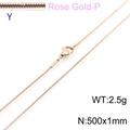 Rose gold round snake chain necklace 1mm width with lobster clasp 500mm length - Rose Gold 1.0mm Snake Chain (KN203723-Z)