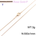 Minimalist rose gold stainless steel snake chain necklace with 1mm width and lobster clasp - Rose Gold 1.0mm Snake Chain (KN203724-Z) / 55cm