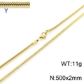 2mm golden stainless steel snake chain necklace with 500mm length and lobster clasp - 2mm-50cm (KN203762-Z) / Gold