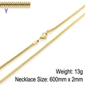 2mm gold snake chain necklace in stainless steel 600mm length with lobster clasp - Gold 2.0mm Snake Chain (KN203764-Z)