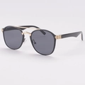 Retro zonnebril met dubbele brug, zwart montuur, gouden accenten en donkergrijze glazen - Zwart Goud Frame Grijze Lens
