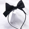 Elegant black oversized satin bow headband with a vintage French style finish - Headband / Black