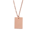 Minimalist rose gold stainless steel rectangle pendant necklace with fine O-chain - Rose Gold