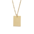 Macro shot of polished gold rectangle pendant on a classic chain necklace - Gold