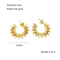 Minimalist sunburst 18k gold plated stainless steel hoop earrings with textured finish - Stainless Steel/18K Gold Plated / Medium / Gold