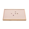 Wooden jewelry tray with pink velvet lining and slots for ring and earring storage - 100-Slot Ring Tray