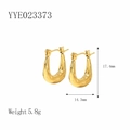 18K gold plated stainless steel U-shaped earrings with textured finish and size details - Gold Textured U-shape (YYE023373)