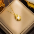 Goldene Herz-Halskette mit weißem Muschel-Inlay und Kristallen in Schmuckschatulle - Gold Herz Weiß (8945)