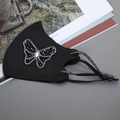 Schwarze Sonnenschutzmaske aus Eisseide mit Strass-Schmetterling und verstellbaren Bändern - Schmetterling-Schwarz