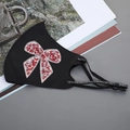 Black ice silk sun protection mask with rhinestone butterfly pattern and text strap - Bowknot-Red