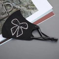 Black ice silk face mask with shiny bow pattern and adjustable Best Collection ear straps - Bowknot-Black