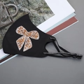 Black ice silk sun protection mask with sparkling rhinestone bow and adjustable straps - Bowknot-Orange