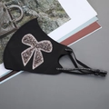 Black ice silk sunscreen face mask with sparkling rhinestone butterfly pattern and adjustable ear loops - Bowknot-Gun Color