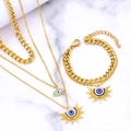 Set di gioielli dorati a tre strati con ciondolo malocchio e collane a forma di sole - Set