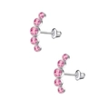 Pink zircon curved ear stud with five stones and silver-tone screw-back design - 5-Stone Pink Zirconia Curved