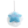 Spugna da bagno a rete bianca con stella di peluche blu e ricamo viola Minhe - Blu