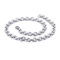 Collar de cadena en O de acero inoxidable plateado pulido con cierre de mosquetón blanco - 45cm / Color Acero (KN80644-Z)