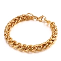 Bracciale a catena intrecciata in acciaio inossidabile dorato stile hip hop con chiusura - Bracciale A Catena Spiga Dorata (KB94351-K) / 8mm*190mm