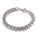 Bracciale hip hop in acciaio inossidabile argento lucido con chiusura a moschettone - Bracciale A Catena Spiga Argento (KB94356-K) / 8mm*200mm