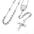 Collana rosario vintage in acciaio inossidabile argento con croce e medaglia - Colore Acciaio Stile Medaglia Miracolosa (KN117695-Z)