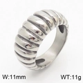 Anillo croissant de acero inoxidable plateado pulido de 11mm con textura en espiral - US 8 / Color Acero