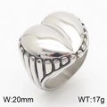 Anello a cuore in acciaio inossidabile argento con larghezza 20mm e fascia strutturata - US 6 / Cuore Striato Argento (KR106349-KJX)