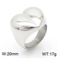 Anello a cuore in acciaio lucido argento largo 20 mm con un design minimalista moderno - US 6 / Cuore Liscio Argento (KR106361-KJX)