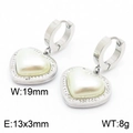 Orecchini a cuore argento con perle e strass, larghezza 19mm e chiusura 13x3mm - Orecchini di Perle Cuore Argento