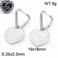Silver heart earrings with crystals and Love You engraving for women fashion style - Earrings / Silver