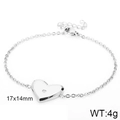Bracciale a cuore in acciaio inossidabile argento con cristallo centrale e chiusura a moschettone - Bracciale Argento