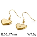 Orecchini a cuore dorati con cristalli, misura 36x17mm e peso 6g, design da donna - Orecchini d'oro