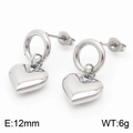 Orecchini a cuore in acciaio inossidabile lucido argento, 12 mm e 6 g di peso - Orecchini Color Acciaio (KE108867-GC)