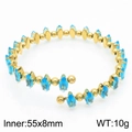 18K vergulde titanium stalen armband met blauwe marquise geslepen zirkonia's - Blauw (KB169597-GG)