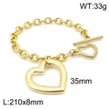 Pulsera dorada con colgante de corazón, cierre de palanca OT y eslabones de titanio - Pulsera Dorada (KB144234-Z)