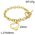 Pulsera de corazón en acero dorado con cierre de barra en T y eslabones de 8 mm - Pulsera Dorada (KB144236-Z)