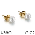 Elegantes pendientes de perlas de 6mm con cierres de metal dorado en fondo blanco - 6mm / Dorado (KE86444-KFC)