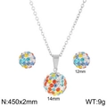 Set gioielli in argento con sfere di zirconi colorati, collana e orecchini a lobo - Set Colorato Argento (KS24009-Z)