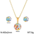 Set di gioielli in acciaio al titanio dorato con sfere di zirconi colorati e orecchini a perno - Set Colorato Oro (KS37874-Z)