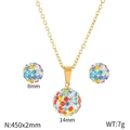 Set di gioielli in titanio dorato con perle di strass colorate e dimensioni - Set Colorato Oro (KS37878-Z)