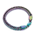 Pulsera cubana de acero de titanio arcoíris pulido con un cierre de mosquetón seguro - Pulsera / Colorido