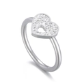 Anello cuore traforato in argento con micro-pavé di zirconi su sfondo bianco - US 7 / Argento (KR106057-KC)