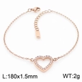 Elegant rose gold heart bracelet with micro-pave crystals and polished finish for women - Rose Gold