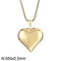 Golden heart pendant necklace with snake chain 550x2.5mm made of stainless steel - Gold With Chain (KN203775-Z)
