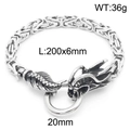 Silver retro dragon and feather stainless steel men's bracelet with 36g weight specs - Silver Retro Dragon Style (KB164521-Z)